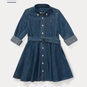 Ralph Lauren 3T Toddler Girl Belted Cotton Denim Shirtdress